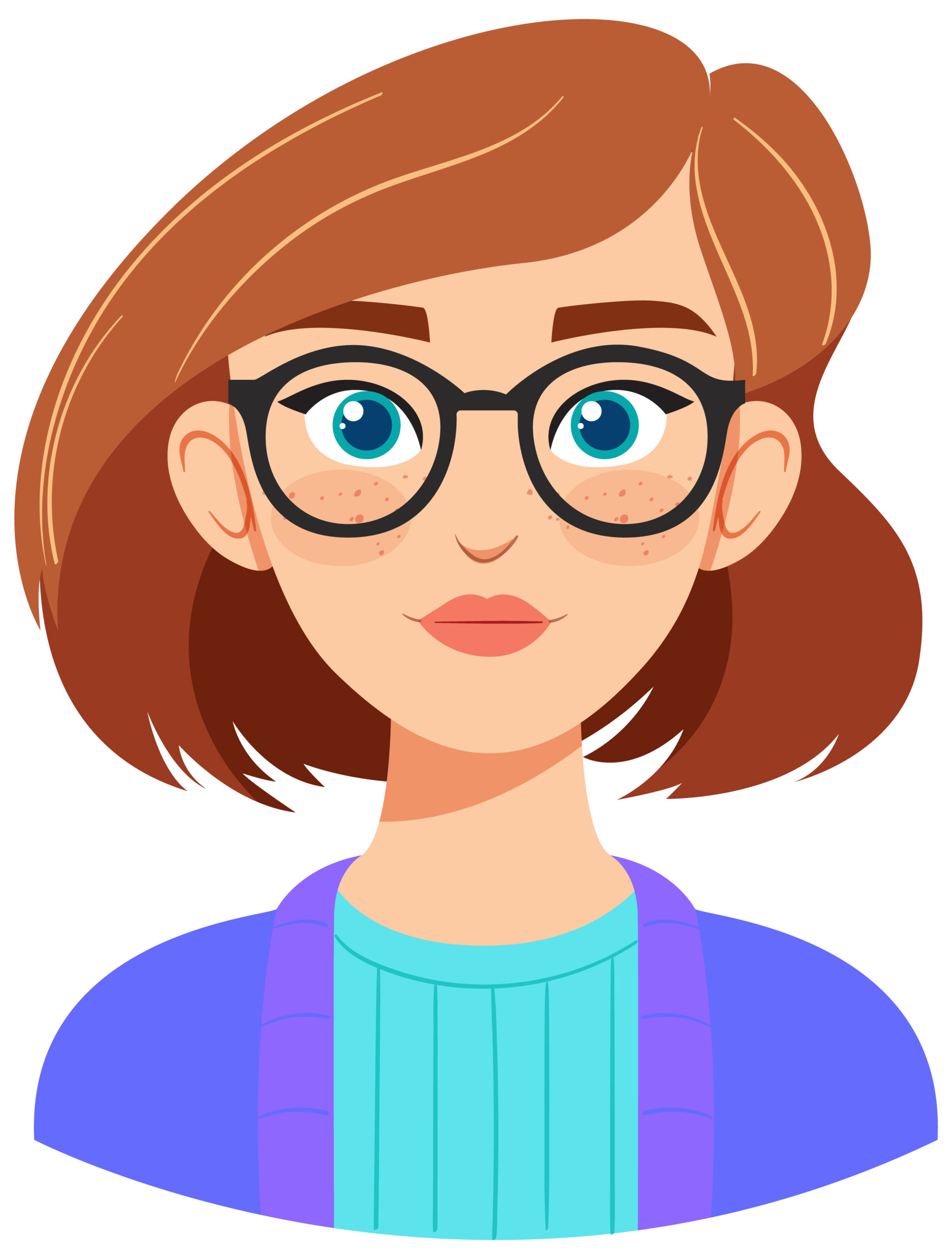 a cartoon of a woman wearing glasses